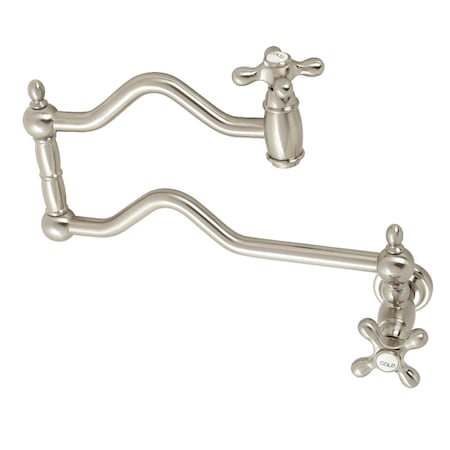 Kingston Brass KS2108AX Heritage Wall Mount Pot Filler, Brushed Nickel KS2108AX